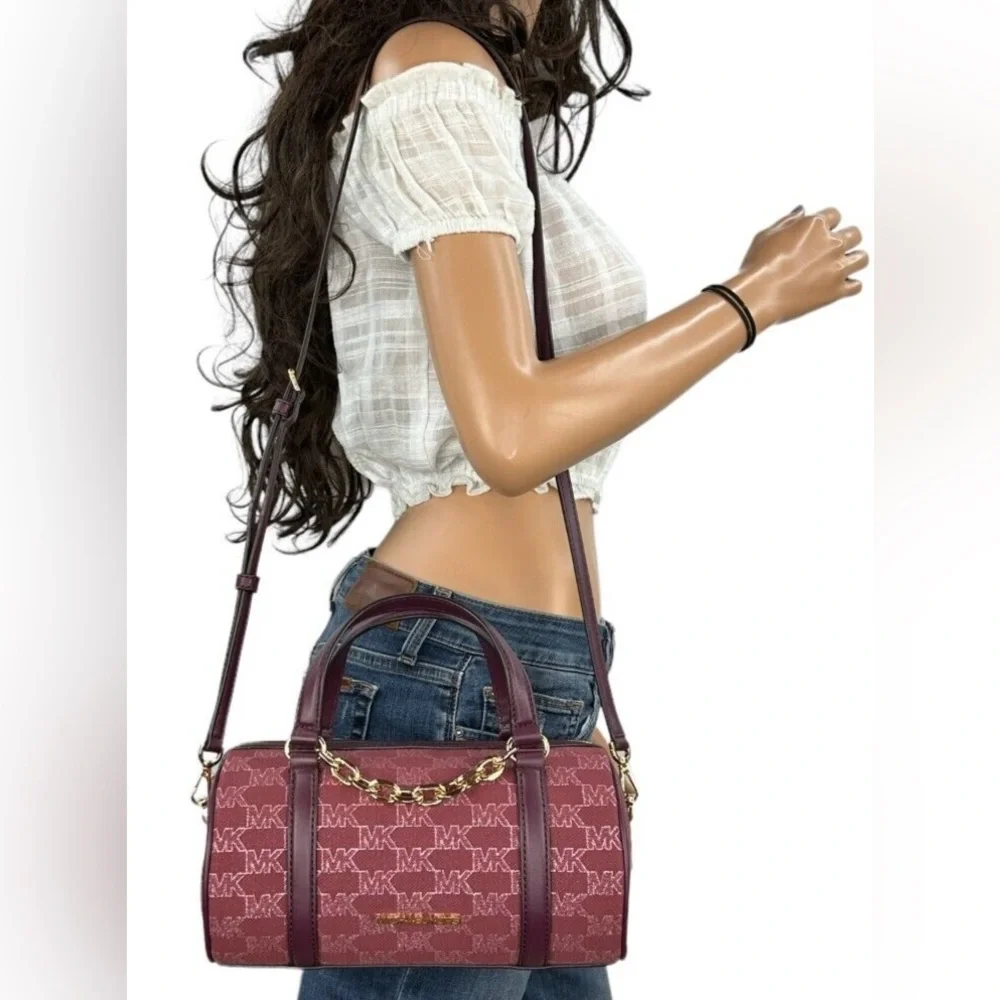 Michael Kors Burgundy Satchel with Gold Chain - Picture 4 of 13